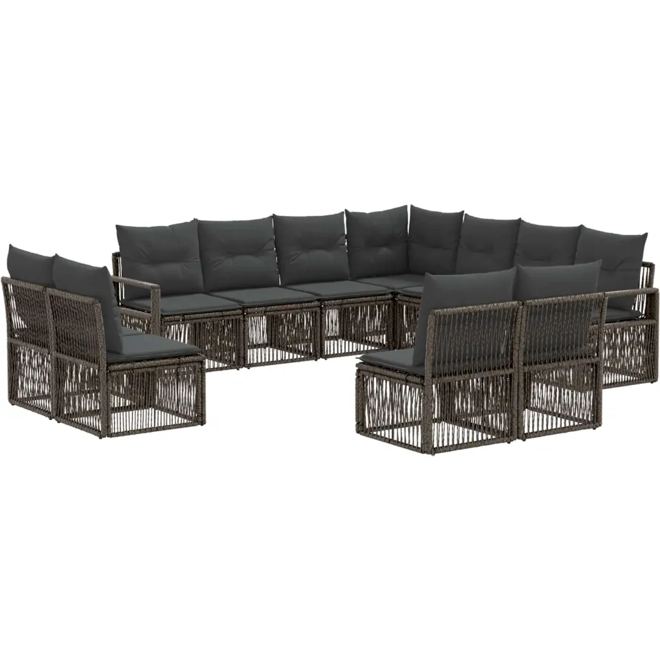 vidaXL Tuinbankenset 11 st 11-zits Grijs poly rattan, foto 3
