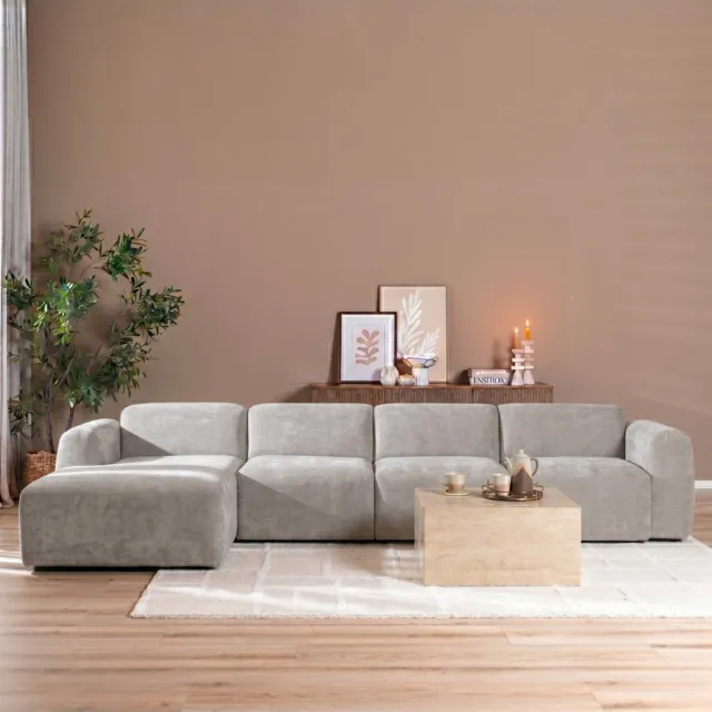 Bronx71 Hoekbank Maine XL gemêleerde stof taupe links