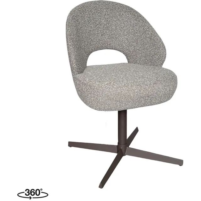 LABEL51 Saint Tropez Eetkamerstoel - Bruin - Royal Stof - Brons Metaal - Stoel - Eetkamerfauteuil