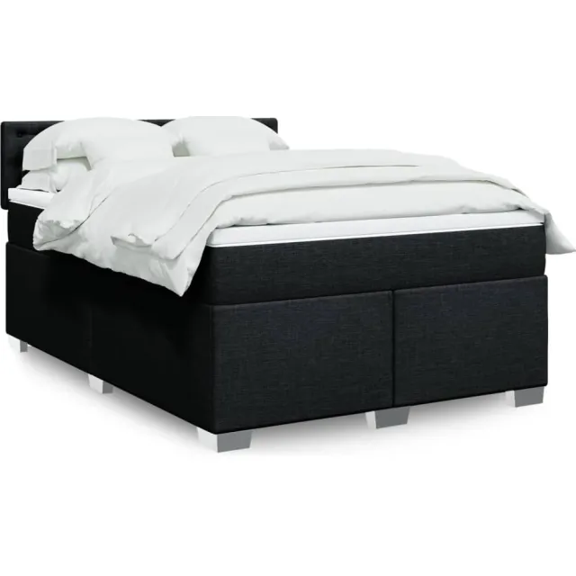 vidaXL Boxspring met matras stof zwart 140x190 cm
