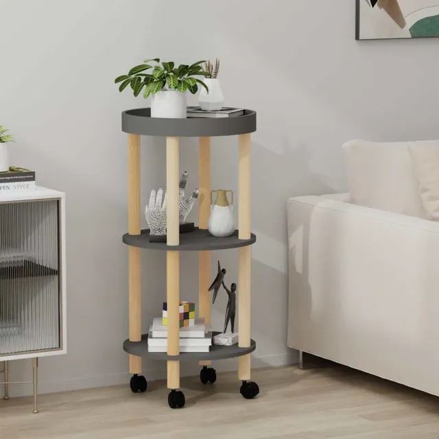 vidaXL Trolley 38x38x82cm bewerkt hout en massief grenenhout grijs