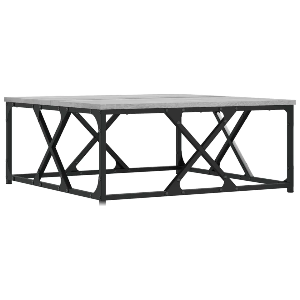 vidaXL Salontafel 70x70x30 cm bewerkt hout grijs sonoma, foto 3