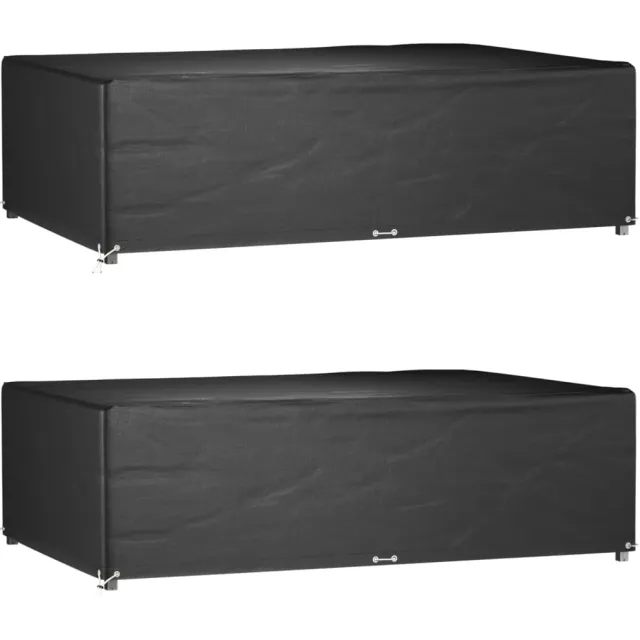 vidaXL Tuinmeubelhoezen 2 st 12 oogjes rechthoekig 227x152x65 cm Zwart