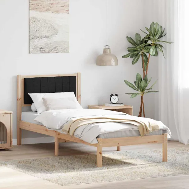 vidaXL Bedframe met Gevoerd Hoofdgedeelte Zwart 80 x 200 cm Bruin