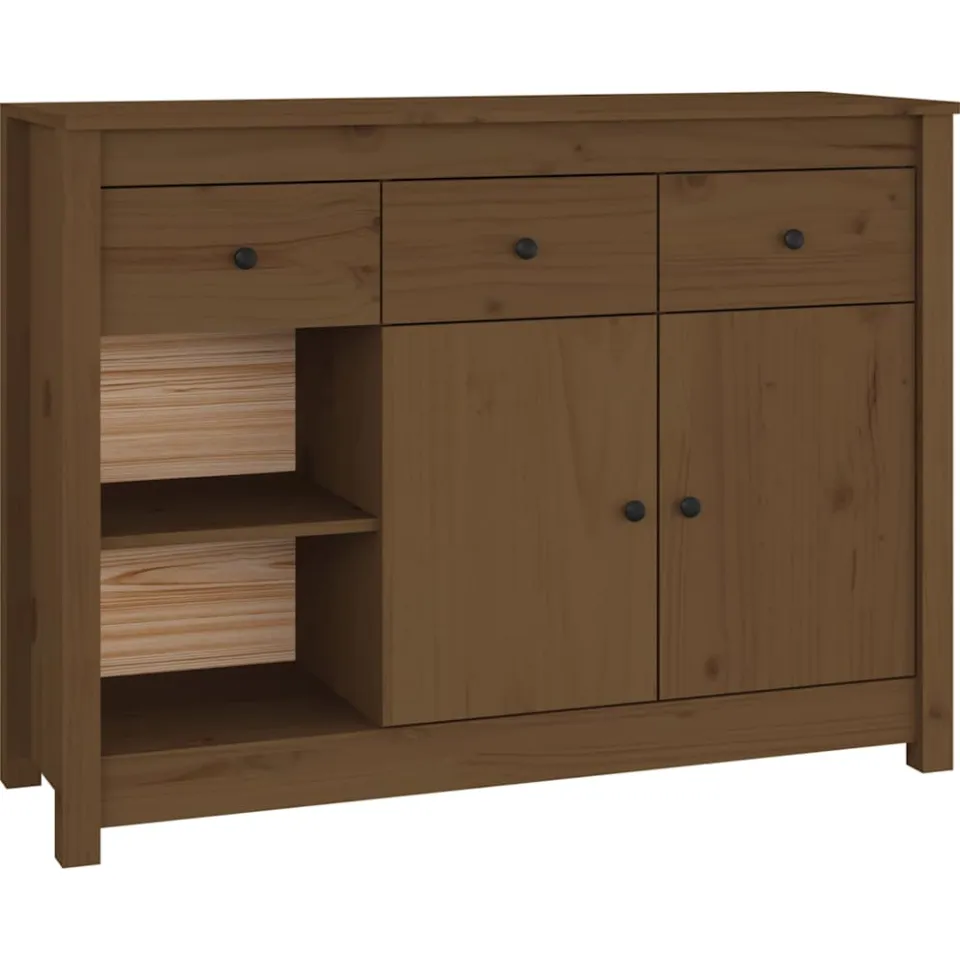vidaXL Dressoir 100x35x74 cm massief grenenhout honingbruin