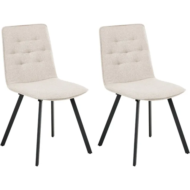 Beliani CARVER - Eetkamerstoel set van 2 - Lichtbeige - Polyester