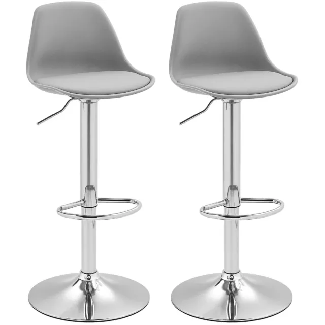 ZYLARO Barkruk - Set Van 2 - Barstoelen - Draaistoelen Met Rugleuning - In Hoogte Verstelbaar - Draagvermogen Tot 120 kg - 42 x 41 x 82-104 cm - Grijs