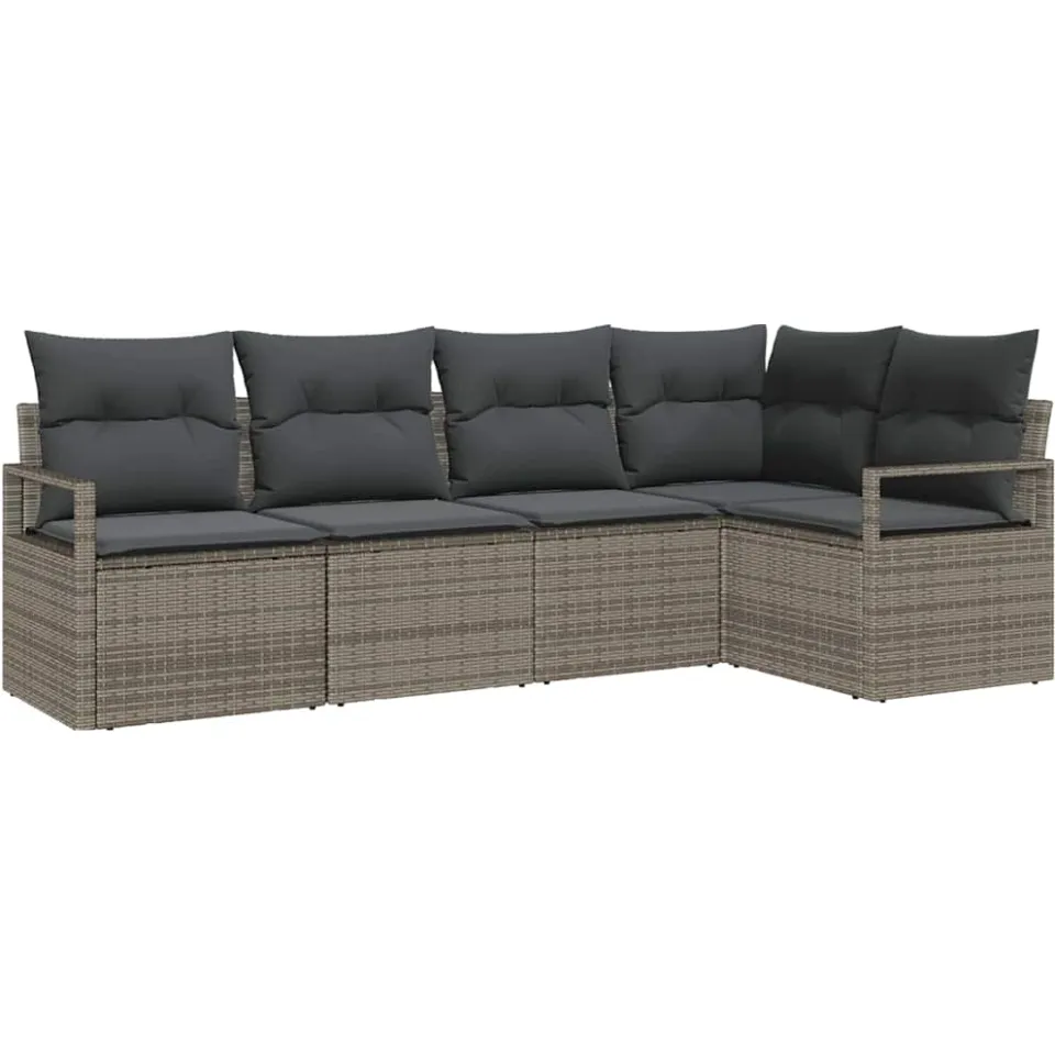 vidaXL Tuinbankenset 5 st Grijs poly rattan
