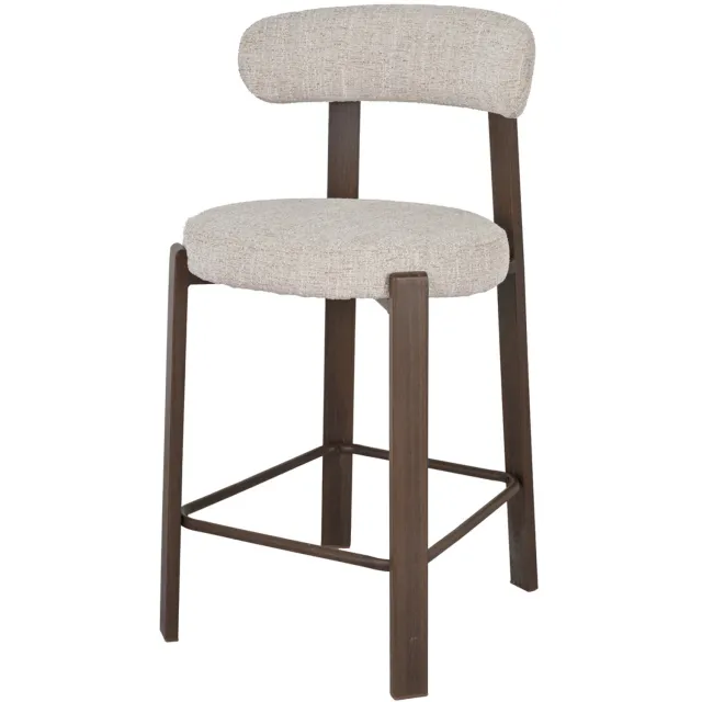 DÉJA Living DEJA Living Barkruk Lagan Beige - Rugleuning - 65 cm - Walnoot - Japandi - Set van 2