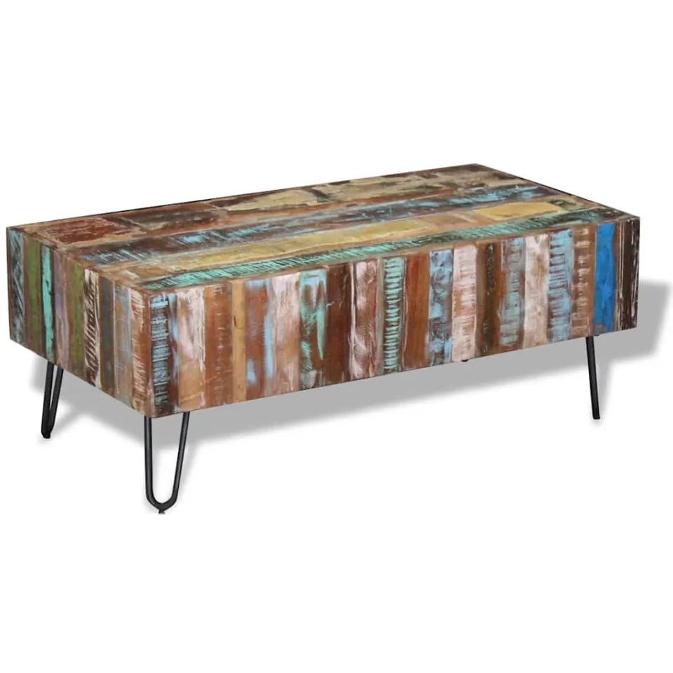 vidaXL Salontafel 100x50x38 cm massief gerecycled hout Meerkleurig