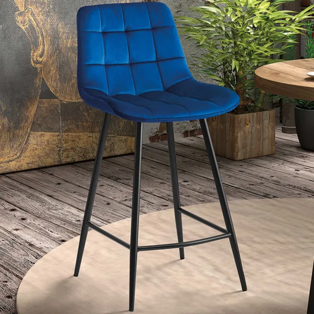 Juta Counterstoel - Barstoel 'Juta' in stof fluweel Blauw (2 per doos)