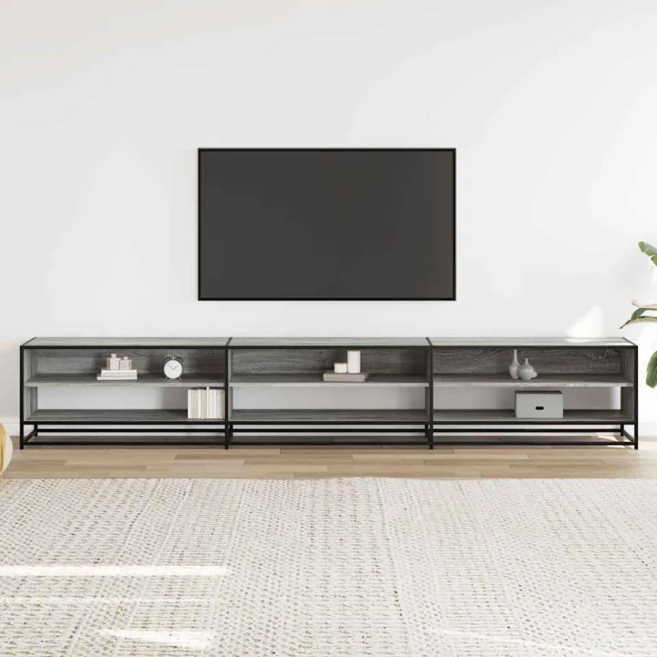 vidaXL Tv-meubel 270x40x46 cm bewerkt hout grijs sonoma eikenkleurig, foto 2