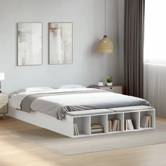 vidaXL Bedframe bewerkt hout wit 150x200 cm