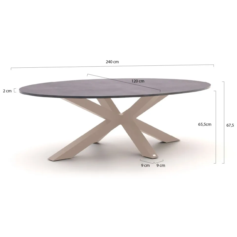 Bellagio tuinmeubelen Bellagio Induno Ellips low dining tuintafel 240x120cm grijs, foto 2