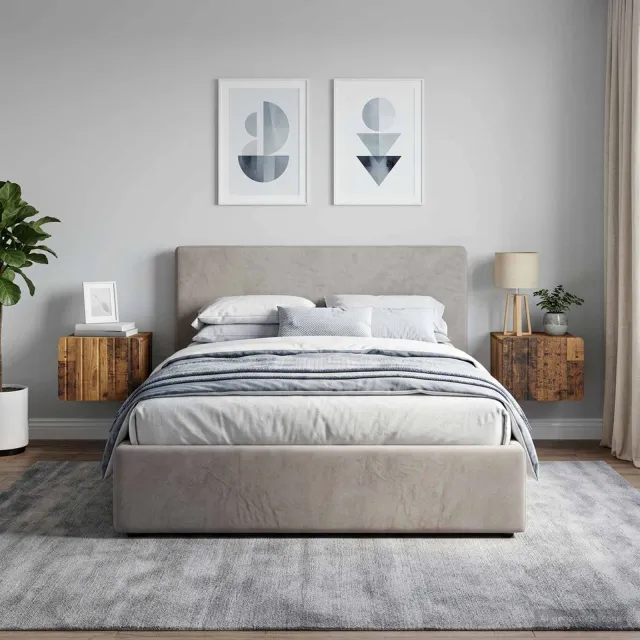 vidaXL Wandbeugel Bedkast 2 st Oud hout 33 x 34,5 x 24 cm Bewerkt hout bruin, foto 2