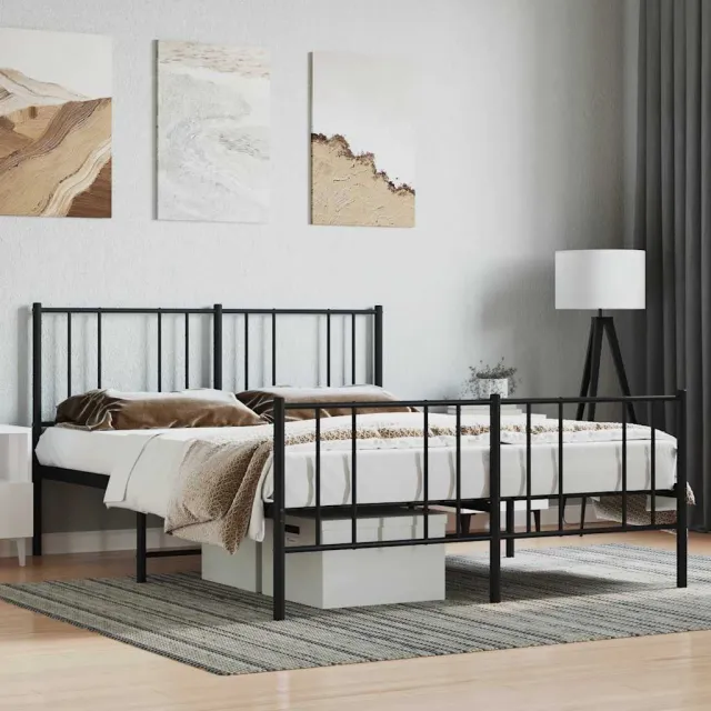 vidaXL Bedframe met hoofd- en voeteneinde metaal zwart 120x190 cm