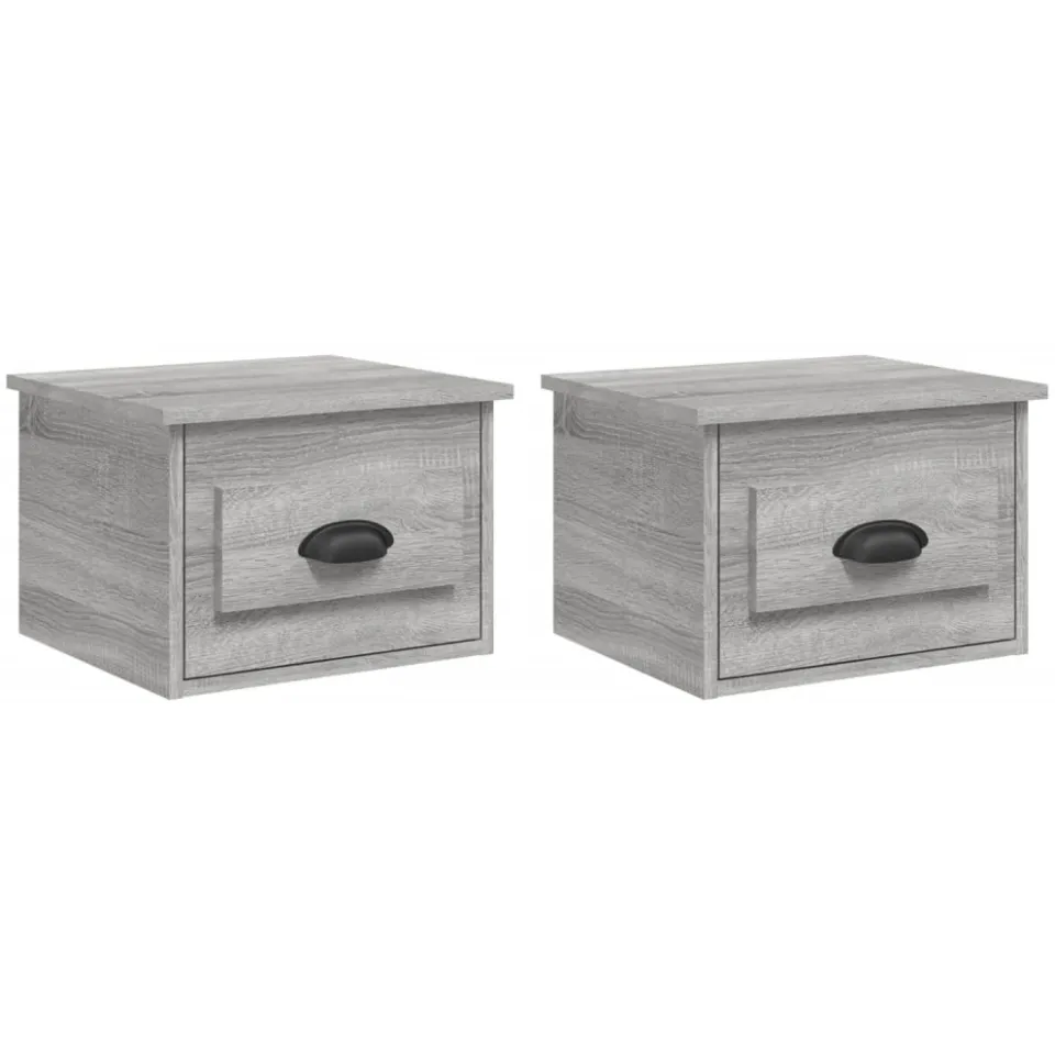 vidaXL Nachtkastjes 2 st wandgemonteerd 41,5x36x28 cm grijs sonoma