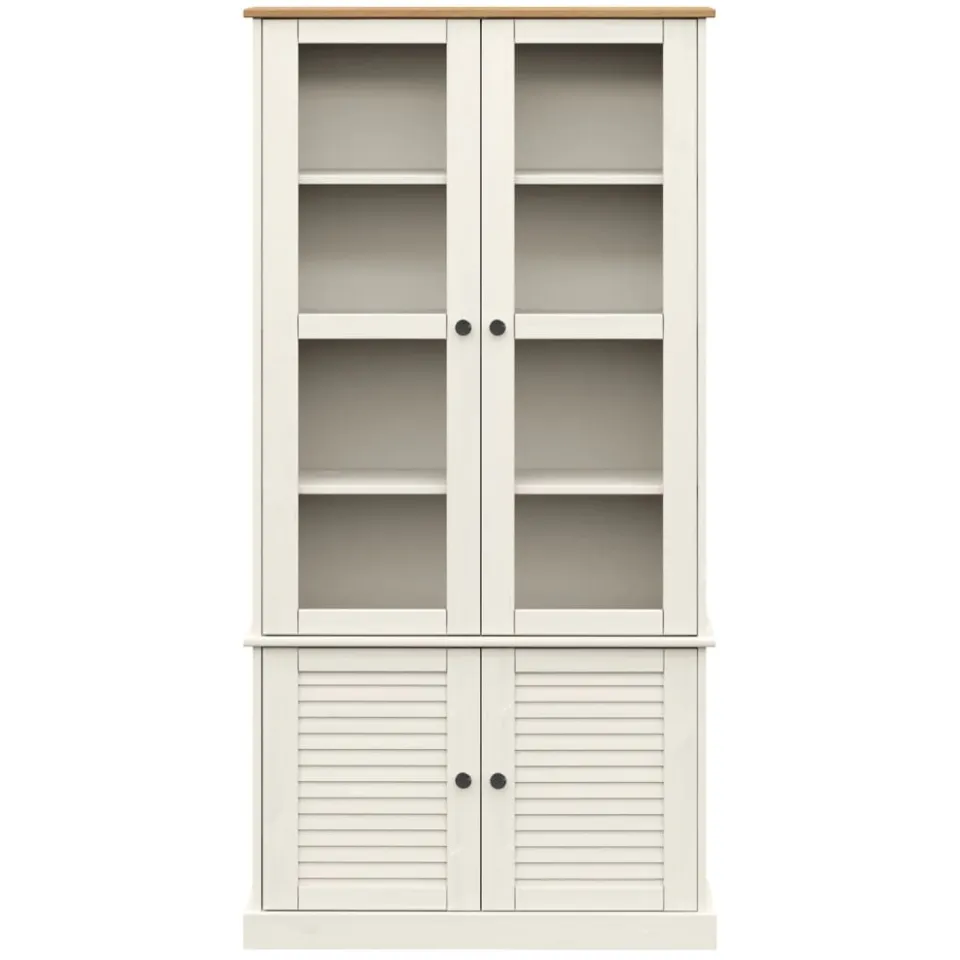 vidaXL Vitrinekast VIGO 85x35x170 cm massief grenenhout wit