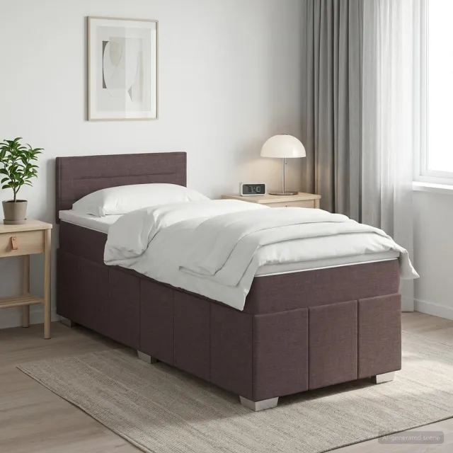 vidaXL Boxspringbed met matras Donkerbruin 100 x 200 cm Stof