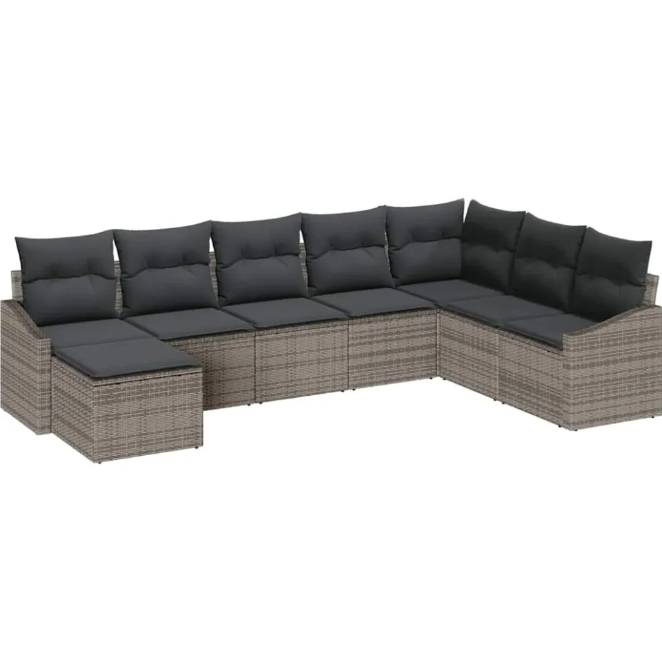vidaXL Tuin Sofa Set 8 st Grijs poly rattan