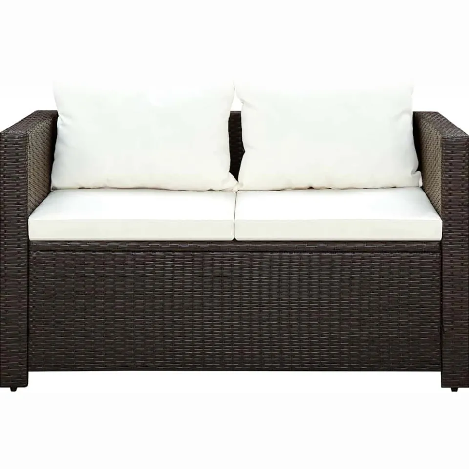 vidaXL 3-delige Bistroset met kussens poly rattan bruin, foto 3
