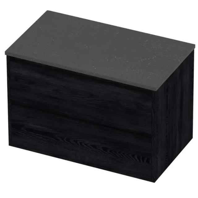 Proline Deck Badmeubelset Hardsteen Greeploos Symmetrisch Kader 80x46x54 cm Blue Stone Black Oak Eiken