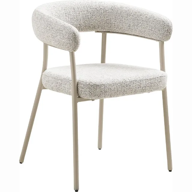 Nest of Nora Set van 2 - Nest of Nora Eetkamerstoel Lena - Zwarte poten en stoffen zitting - Sand / grijs eetkamerstoelen Beige