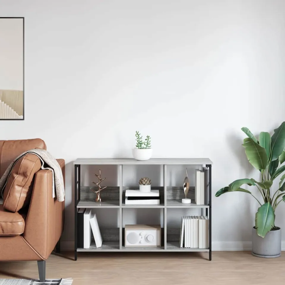 vidaXL Boekenkast 6-laags 102 x 32 x 72,5 cm Bewerkt hout Grijs Sonoma, foto 3