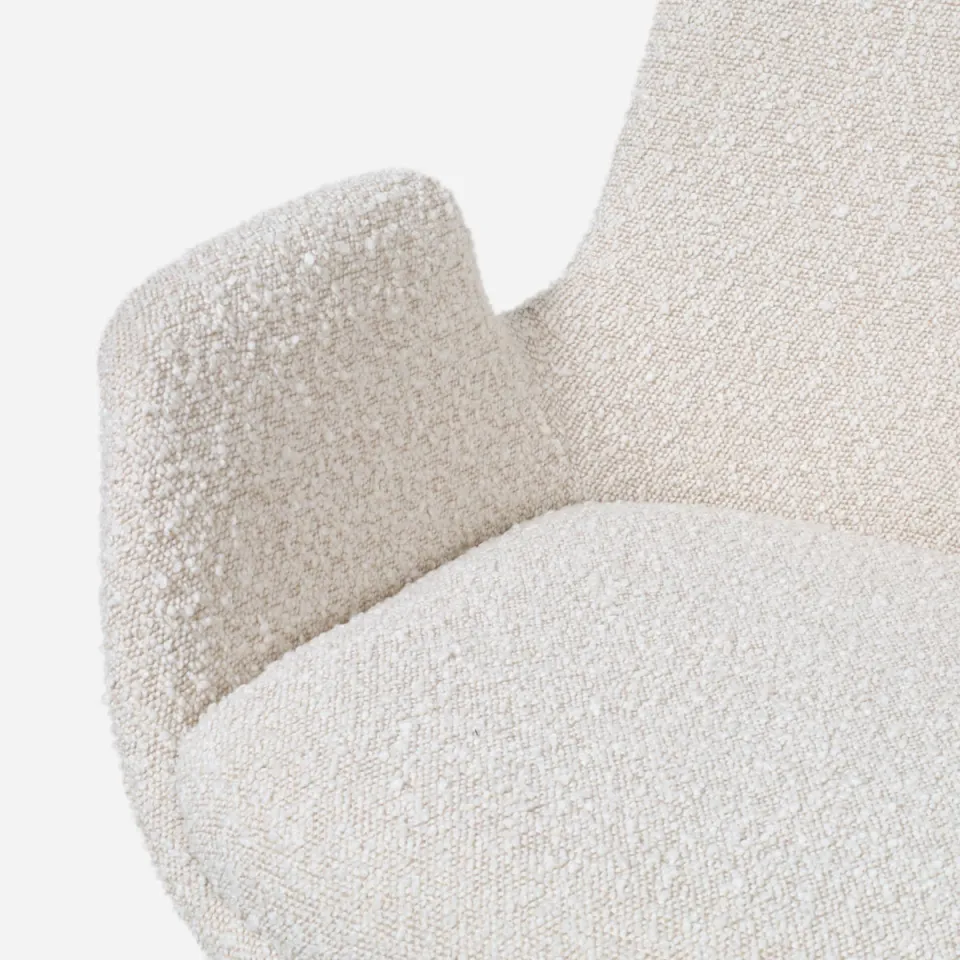 Nolon Niva-Eef draaibare tulp barkruk bouclé beige - verstelbaar - beige onderstel, foto 4
