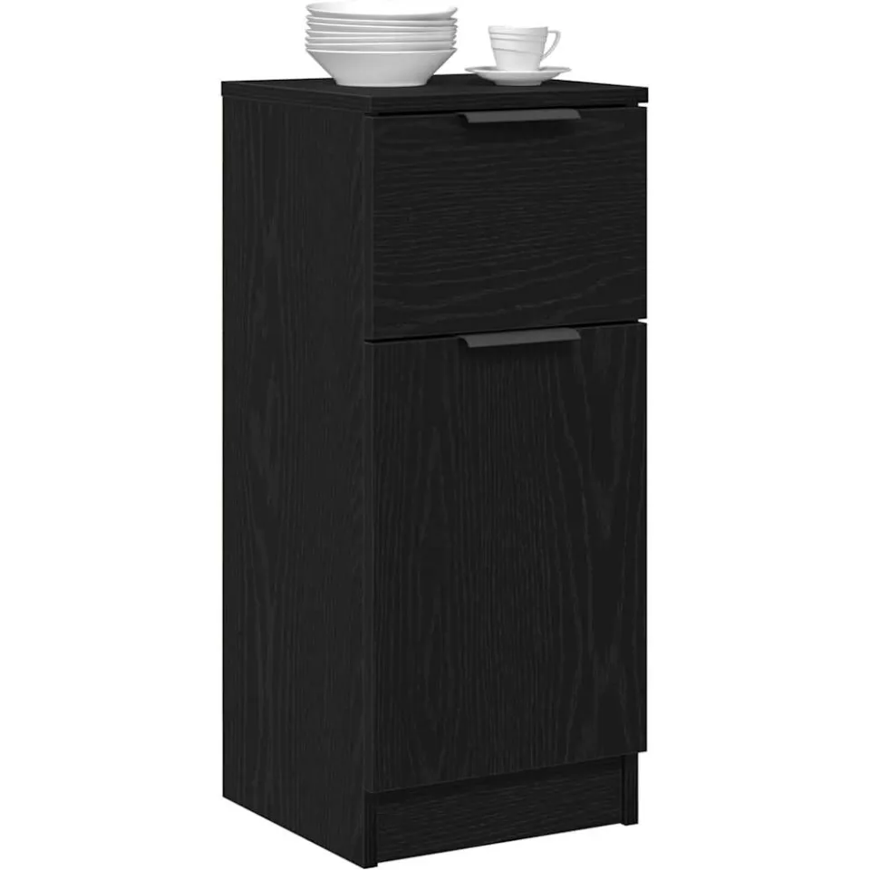 vidaXL Dressoir Zwart Eiken 30 x 30 x 70 cm Bewerkt hout