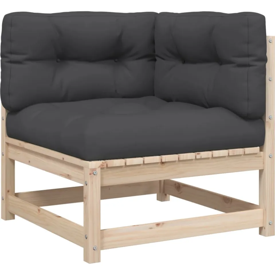 vidaXL 3-delige Loungeset met kussens massief grenenhout bruin, foto 3