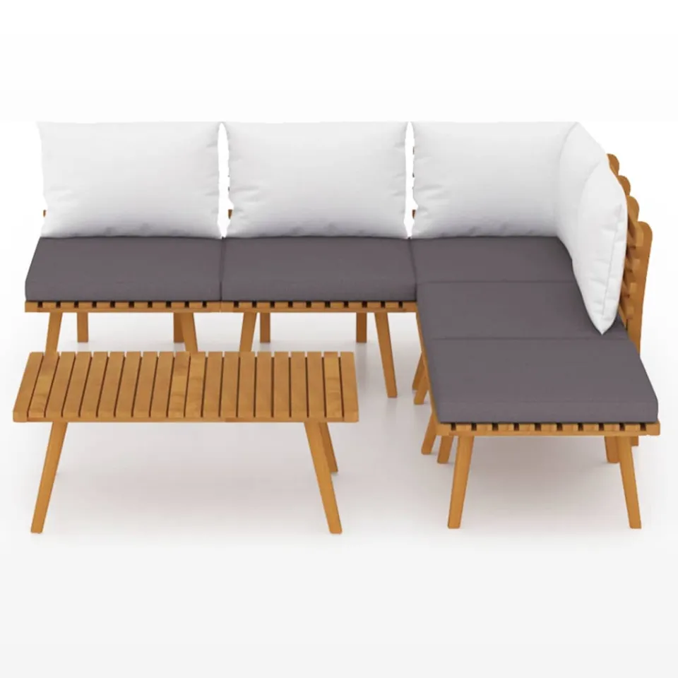 vidaXL 6-delige Loungeset met kussens massief acaciahout Bruin