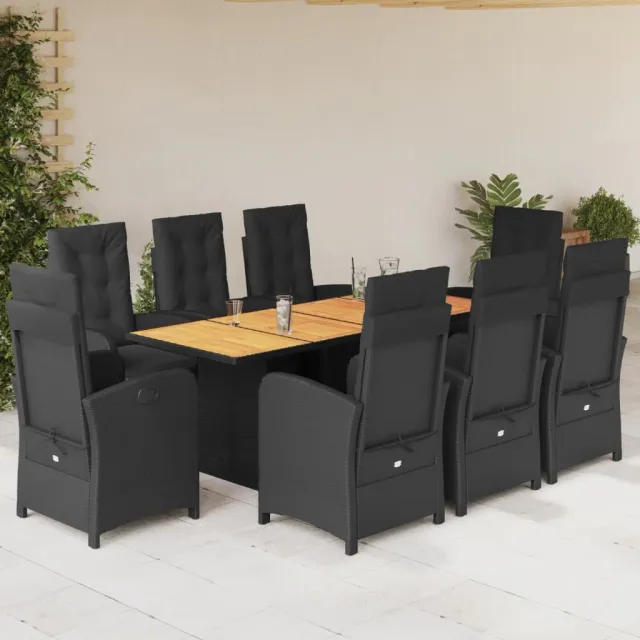vidaXL 9-delige Tuinset poly rattan zwart, foto 2