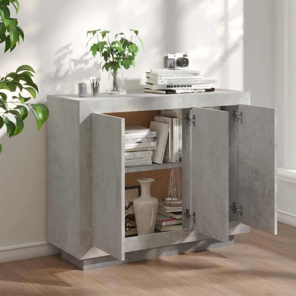 vidaXL Dressoir 92x35x75 cm bewerkt hout betongrijs grijs, foto 3