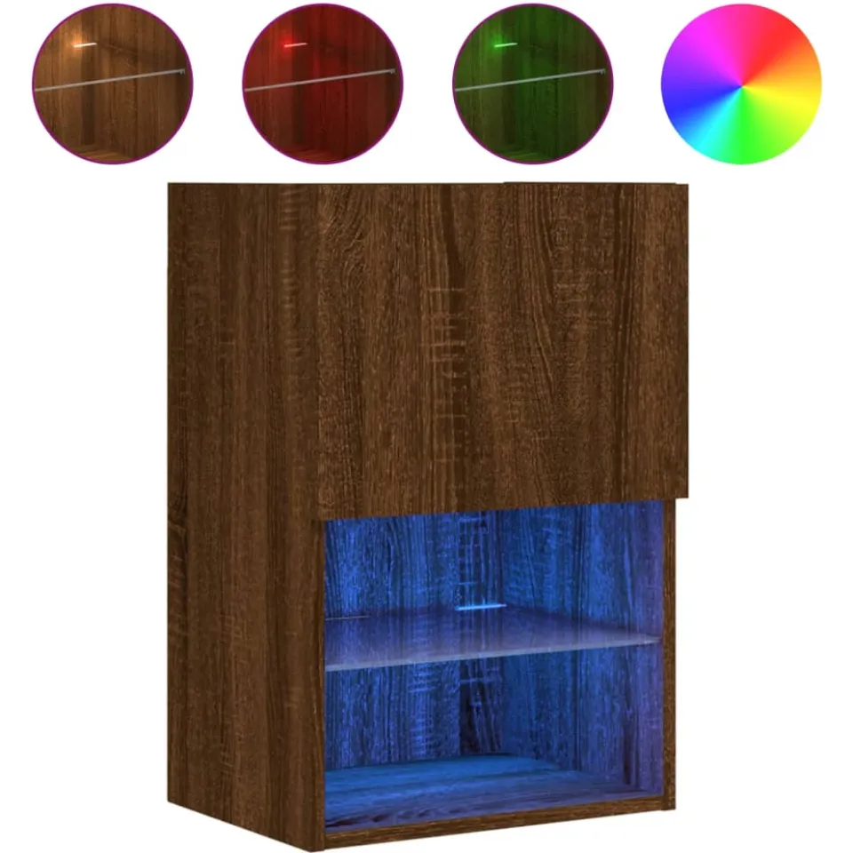 vidaXL Tv-meubel met LED-verlichting 40,5x30x60 cm bruin eikenkleur, foto 3