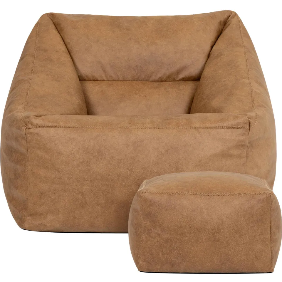 icon - Natalia XL Zitzak Fauteuil met Poef - Kunstleer - Bruin, foto 2