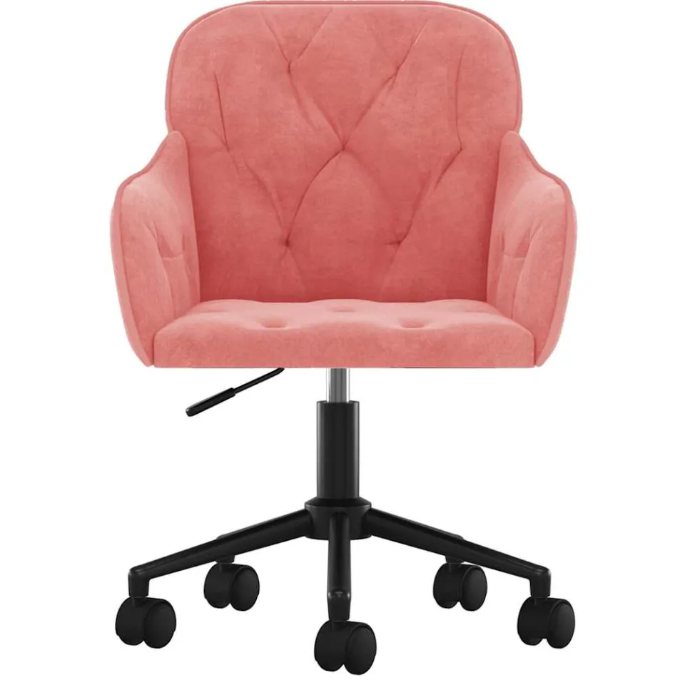 vidaXL Eetkamerstoelen draaibaar 2 st fluweel roze, foto 4
