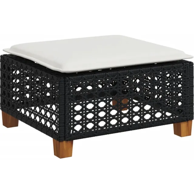 vidaXL Tuinkruk - met - kussen - 63,5x56x32 - cm - poly - rattan - zwart