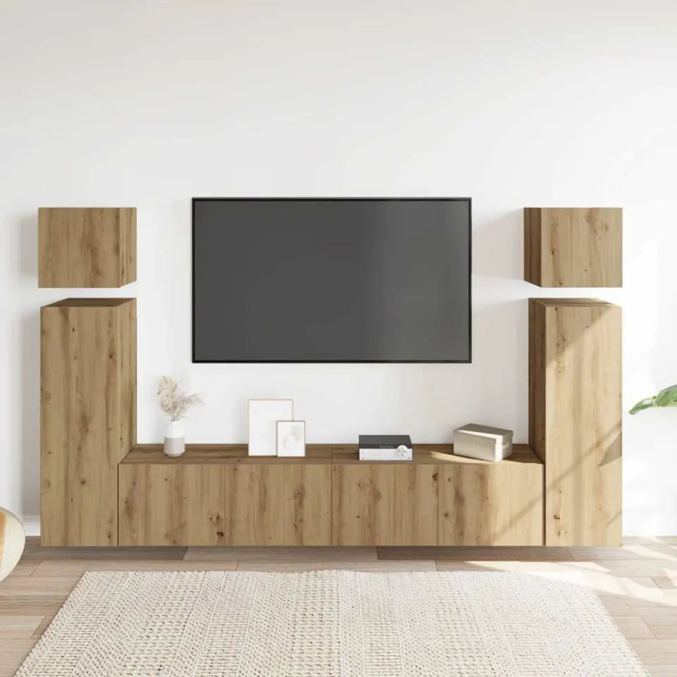 vidaXL 8-delig Tv-meubelset wandmontage bewerkt hout artisanaal eiken, foto 2