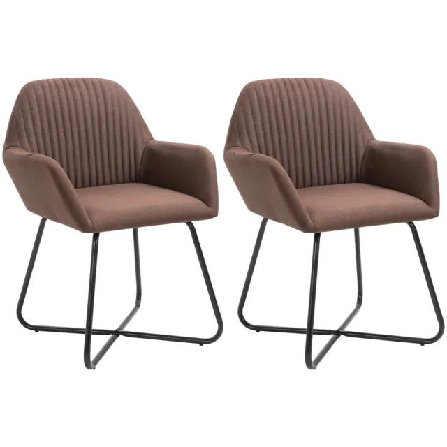 vidaXL Eetkamerstoelen 2 st stof bruin