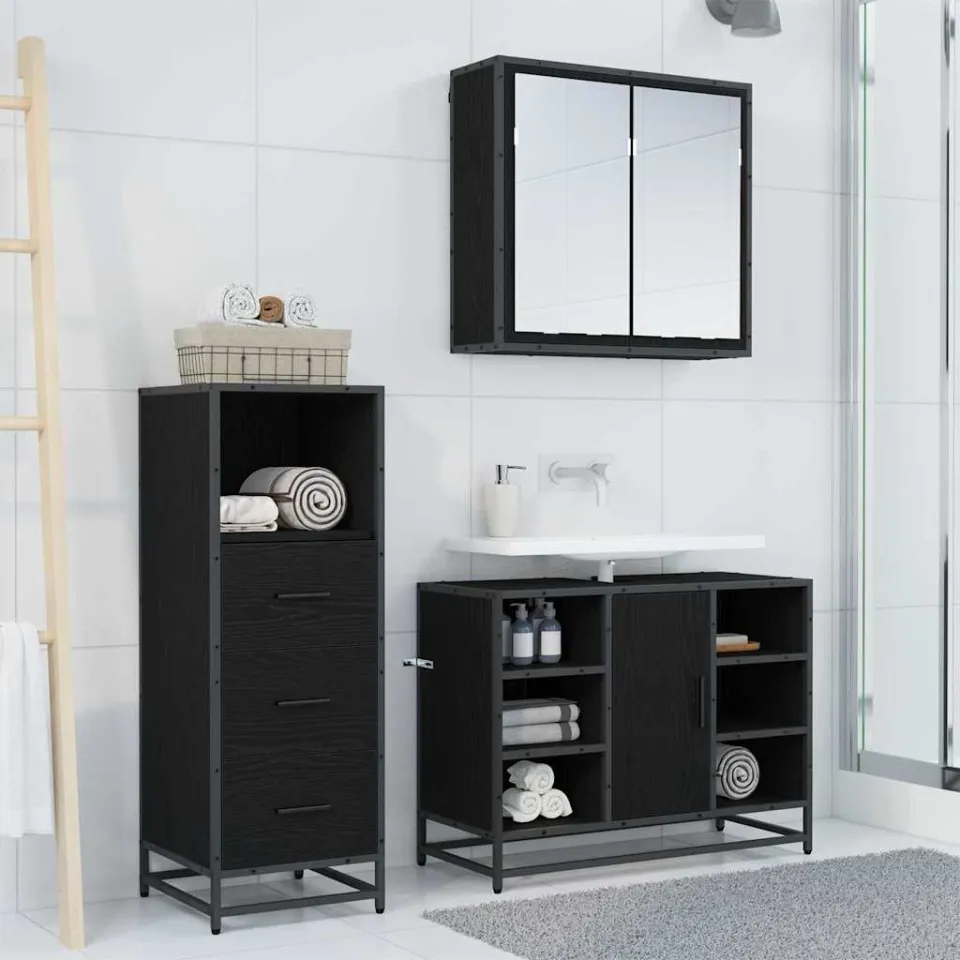 vidaXL Badkamermeubelset 3 st Oud Hout 35 x 37,5 x 166 cm Bewerkt hout bruin, foto 4