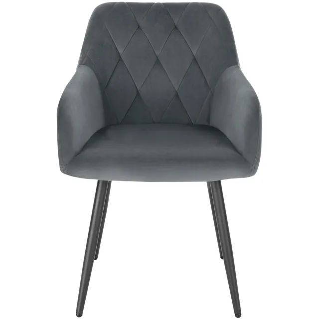 Klarven Eetkamerstoel rugleuning Fluweel Donkergrijs - Eetkamerstoelen - Eetkamerstoel Met Armleuning - Dining Chair - Armleuningen, Stevig metalen frame, comfortabele zitting - B44xd42,5cm