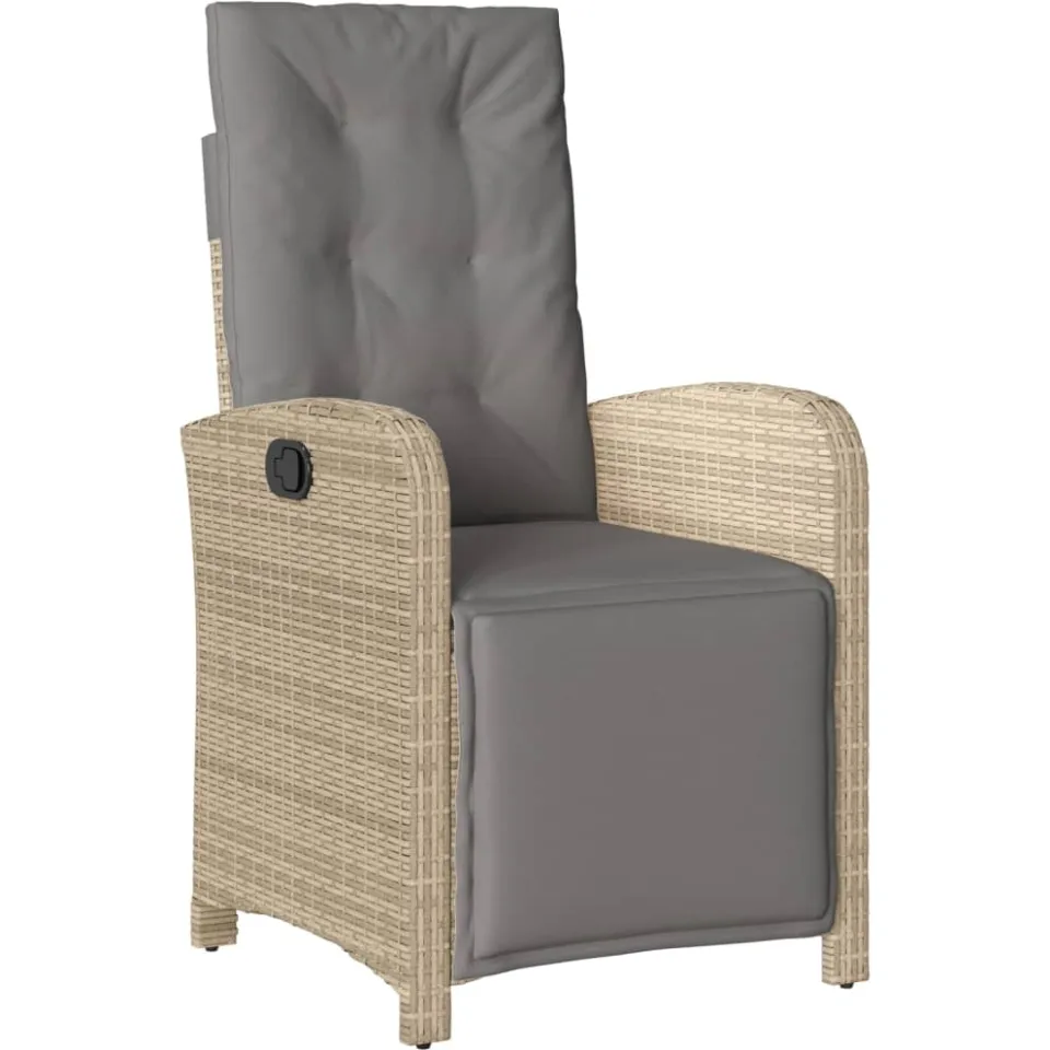 vidaXL 3-delige Bistroset met kussens poly rattan beige
