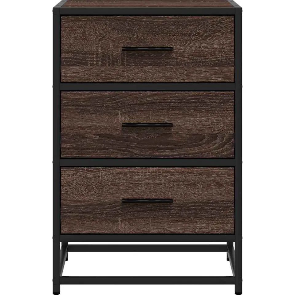 vidaXL Nachtkastje 40x34,5x60 cm bewerkt hout&metaal bruin eikenkleur, foto 4
