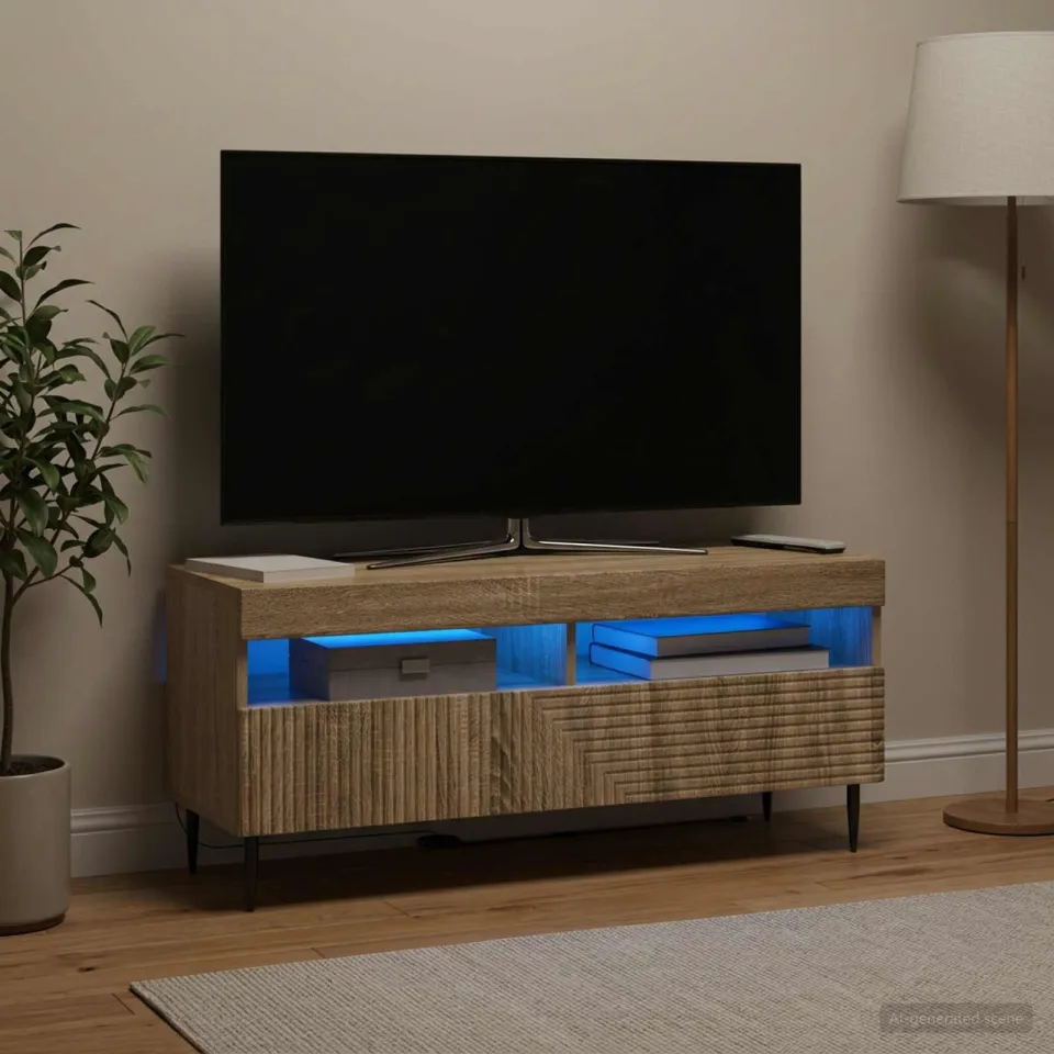 vidaXL LED tv-meubel HAARLEM 100 x 35 x 43 cm Sonoma Eiken, foto 4