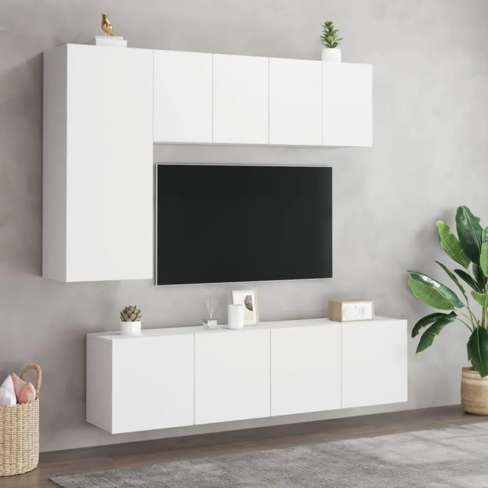 vidaXL Tv-meubels 2 st wandgemonteerd 60x30x41 cm wit, foto 3