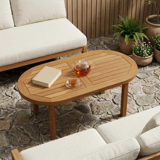vidaXL Tafelblad 80 x 40 x 2,5 cm Ovaal Massief Teakhout Naturel Bruin