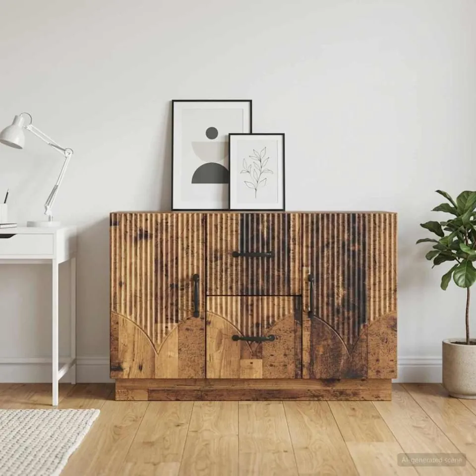 vidaXL Dressoir Oud hout 89 x 34,5 x 57 cm Bewerkt hout bruin, foto 3