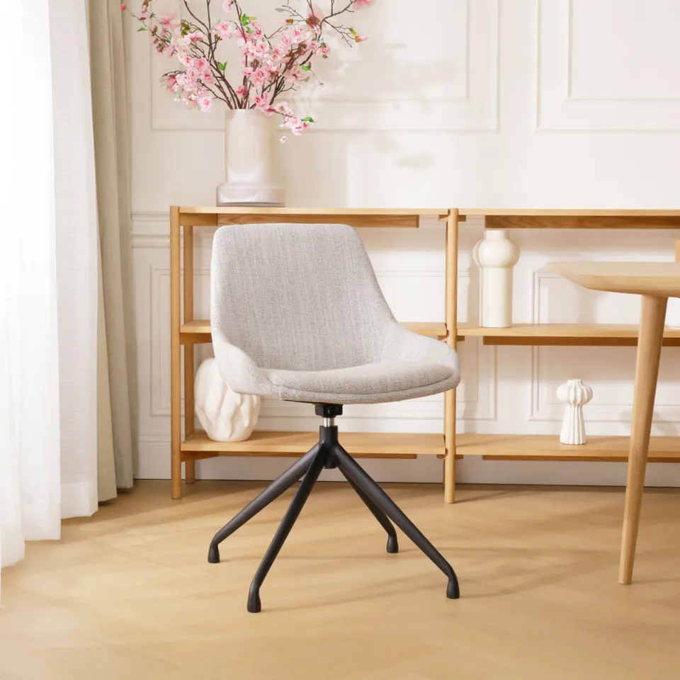 Nolon Nola-Isa draaibare eetkamerstoel beige gemêleerd - zwart onderstel, foto 2