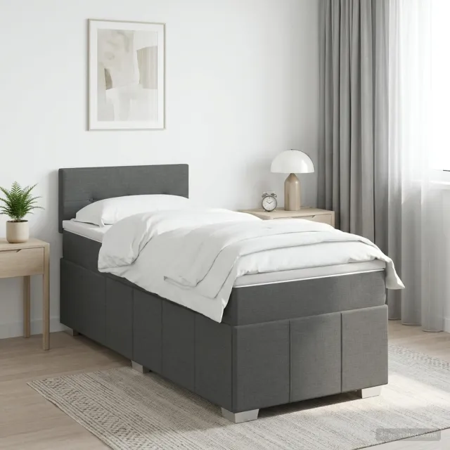 vidaXL Boxspringbed met matras Donkergrijs 90 x 190 cm Stof